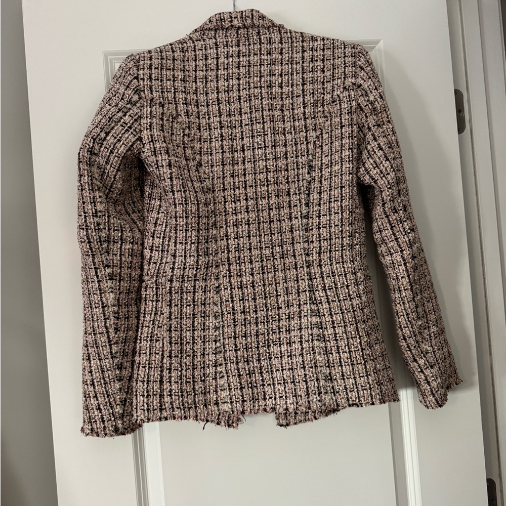 Elie Tahari Jezebel Tweed Frayed Trim Plaid Jacket Size 2 - Picture 8 of 10